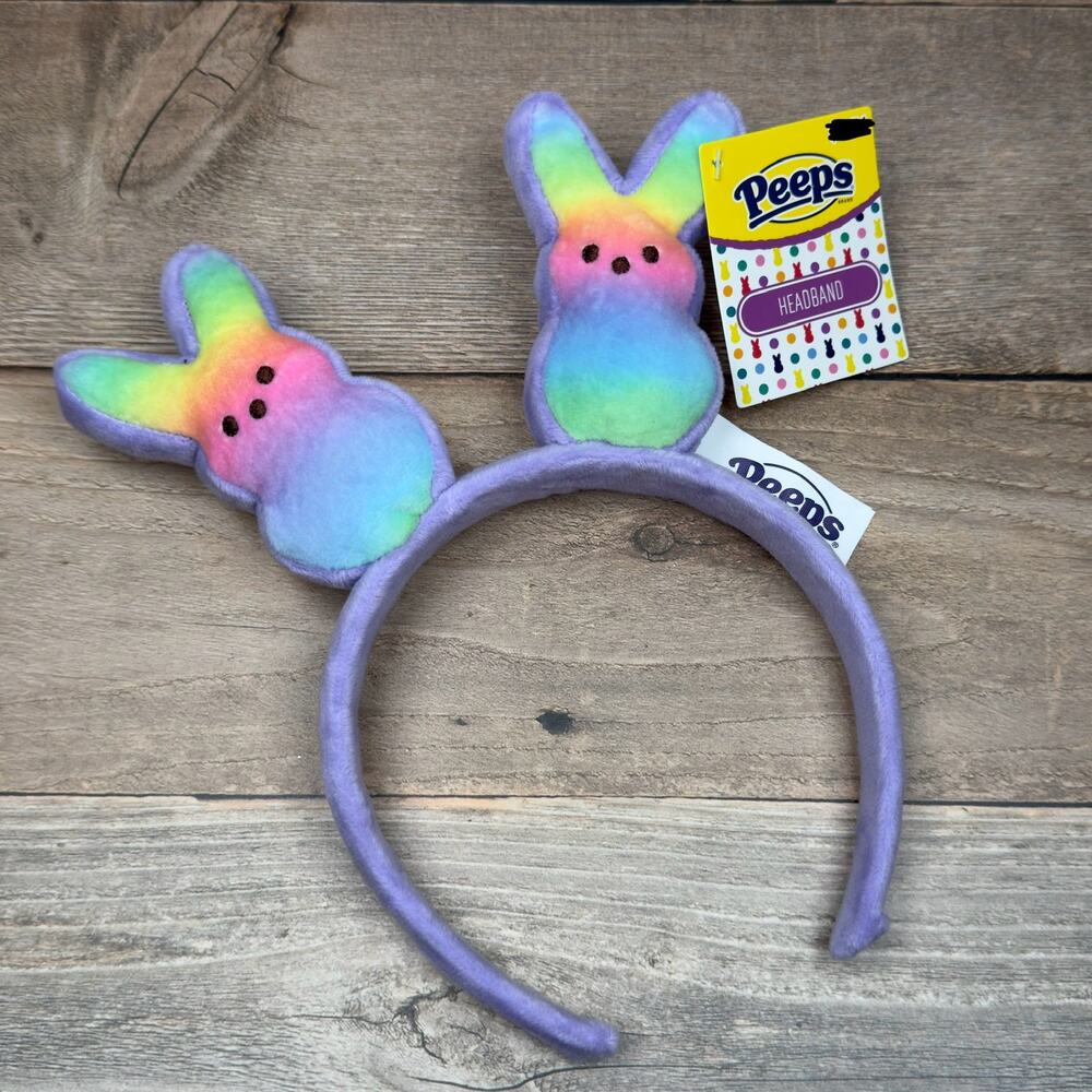 Peeps Bunny Plush Easter Headband Rainbow Purple Plush New